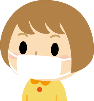 Masked girl 2 (sideways), mask, cold, influenza, JPG, PNG and AI