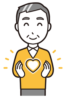 ニット中年男性(黄)-360-バスト  ニット中年男性(黄)-360-バスト ハート,おじさん,男性,中年,お父さん,パパ,シニア,ミドルエイジ,人物,かわいいのイラスト素材