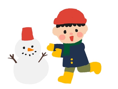 winter child making a snowman, , JPG and PNG