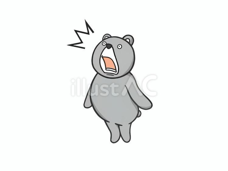 驚いた様子の動物（どうぶつ）の熊（くま） 驚く,びっくり,くまのイラスト素材