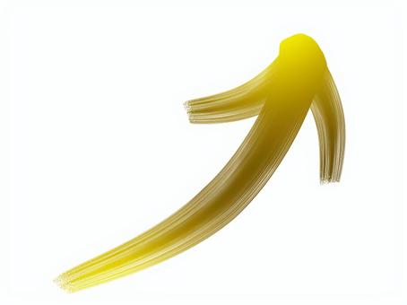 筆の上昇矢印金・背景透過 矢印,筆,上昇,up,グラデーション,手書き,おしゃれ,カーブ,線,和のイラスト素材