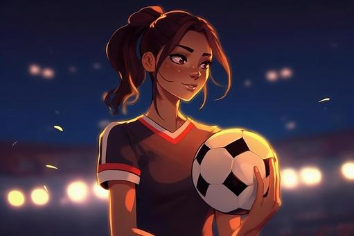 soccer ball and woman, , JPG