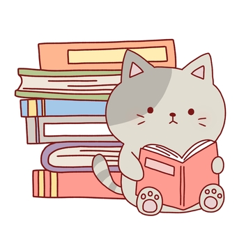 本を読む猫 猫,本,読む,積み重ね,動物,読書,秋,線画,可愛い,ゆるいのイラスト素材