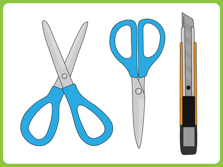 文具_ハサミとカッターカラー ハサミ,カッター,文具,文房具,切る,stationery,学校,筆記用具,授業,教育のイラスト素材