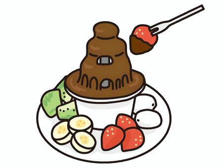 チョコレートファウンテン チョコファウンテン,噴水,パーティー,ビュッフェ,イベント,お祝い,豪華,ディップ,果物,フルーツのイラスト素材