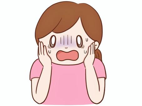 ショックを受ける女性(背景なし) 女性,20代,30代,40代,女の子,ショック,びっくり,怖い,恐怖,衝撃のイラスト素材