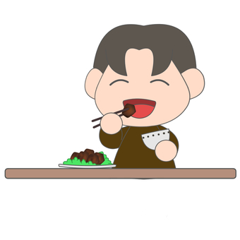 食事する男性02 男性,食事,食べる,お箸,茶碗のイラスト素材