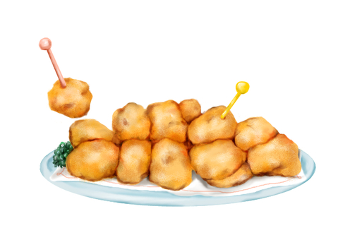 ポップコーンチキン ポップコーンチキン,唐揚げ,おかず,ピック,食べ物,チキン,揚げ物,お肉のイラスト素材