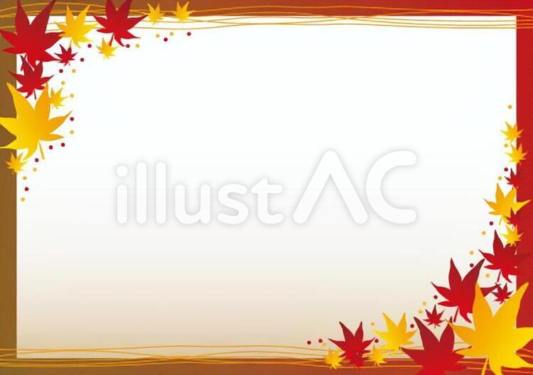 もみじ枠02ヨコ 紅葉,もみじ,秋のイラスト素材