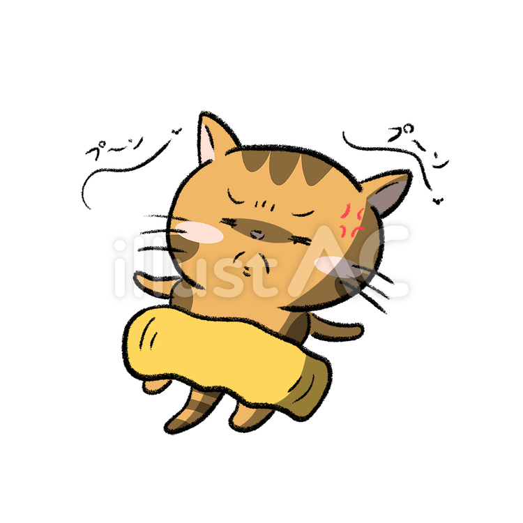 蚊がうるさくて寝れないネコくん 猫,蚊,夏のイラスト素材
