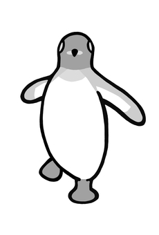 こっちに来るキングペンギン　グレー キングペンギン,オウサマペンギン,ペンギン,鳥,黒,白,グレー,羽,フリッパー,足のイラスト素材