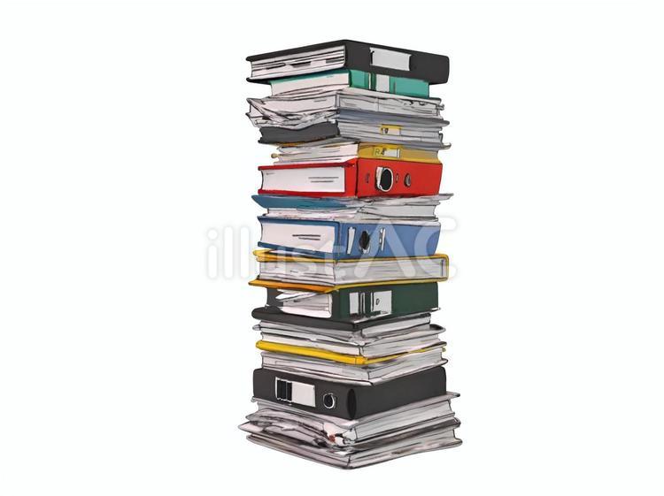 会社職場業務効率化整理整頓必要な書類の山 資料,雑然,仕事量のイラスト素材