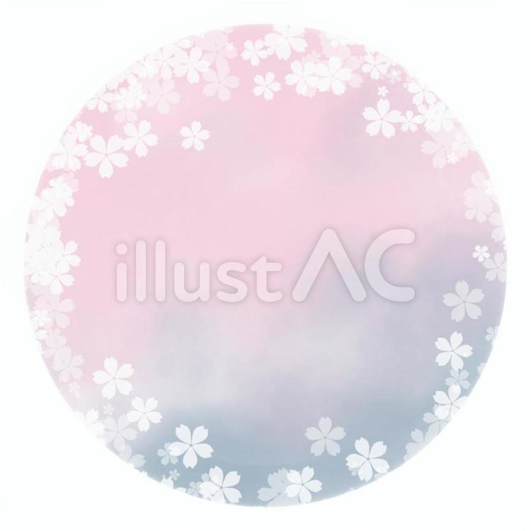 No.448　水彩風円形のアイコン　桜 桜,花,植物のイラスト素材