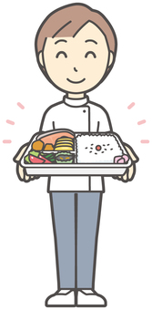  理学療法士女-070-全身 弁当,理学療法士,整体師,白衣,医療,病院,柔道整復師,カイロプラクティック,鍼灸師,マッサージ師のイラスト素材