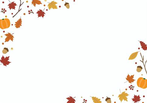 紅葉のフレーム 紅葉,秋,フレーム,手書き,北欧,マルシェ,モミジ,かわいい,遠足,背景のイラスト素材