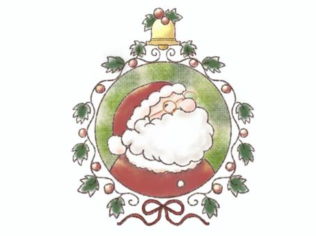 サンタクロースのマーク クリスマス,サンタクロース,リース,リボン,ベル,おじいちゃん,髭,柊,葉,実のイラスト素材