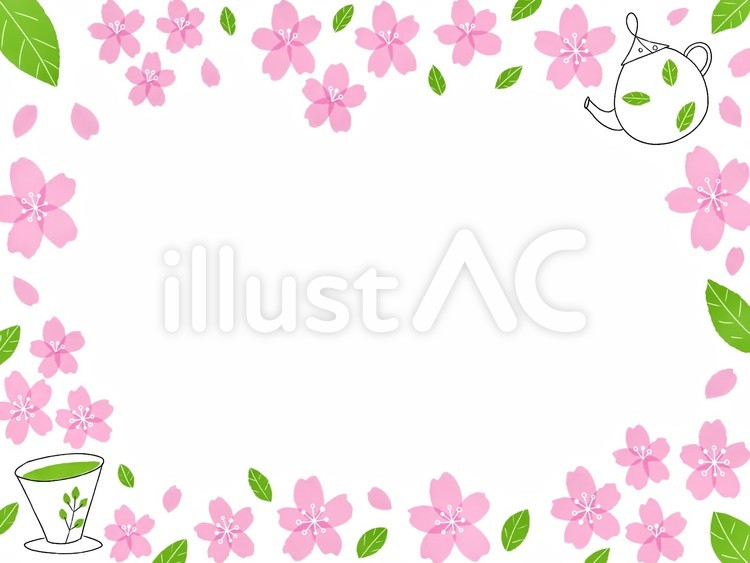 桜とお茶のフレーム 桜,春,フレームのイラスト素材