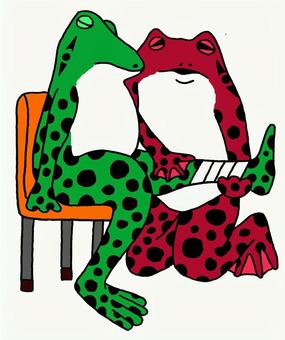 Illustration, a frog, wild animal caricature, personification, 