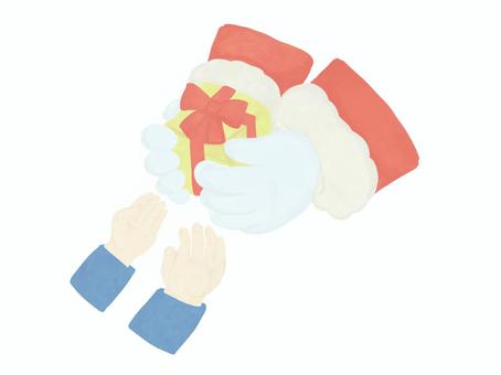 サンタさんからプレゼント サンタさんからプレゼント サンタさん,クリスマス,手描き,渡す,プレゼント,冬,クリスマスカード,ポストカード,素材,かわいいのイラスト素材