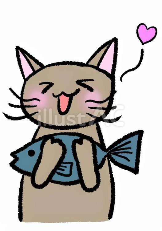 魚を持つ猫 猫,魚,持つのイラスト素材