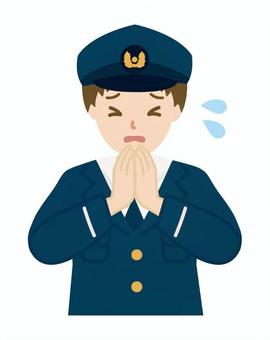 お願いしている警察官_上半身1 お願いしている警察官_上半身1 男性,警察官,男,人物,必死,頼む,お願い,哀願,手を合わせる,願うのイラスト素材