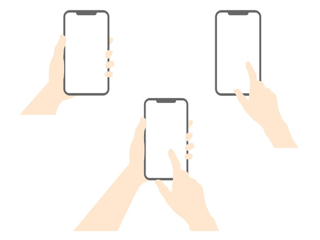 Illustration set of hands operating smartphones, smartphone, hand, to have, JPG and PNG