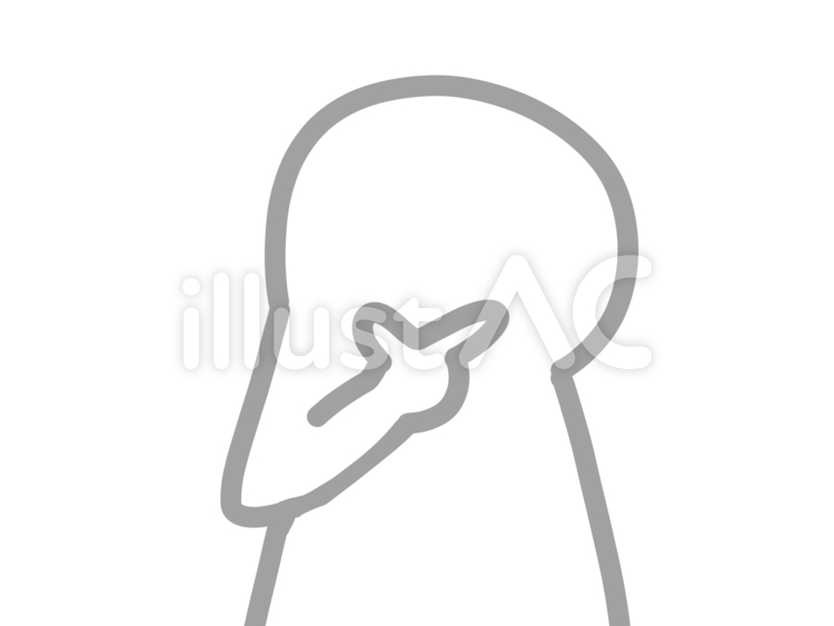顎に指をあてる 指,考える,思考のイラスト素材
