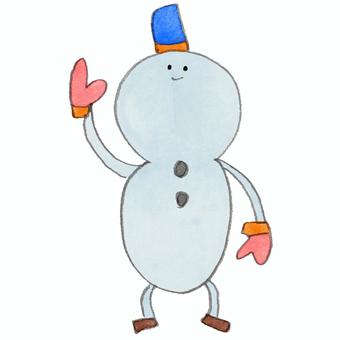 水彩で描いた雪だるま