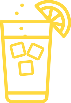 ピクトグラムの黄色のハイボールです。 ピクトグラム,ハイボール,シンプル,ウイスキー,ソーダ,氷,炭酸,飲料,ドリンク,グラスのイラスト素材