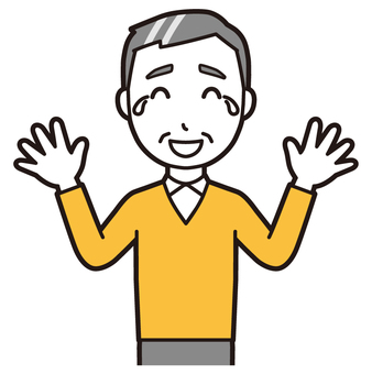  ニット中年男性(黄)-527-バスト