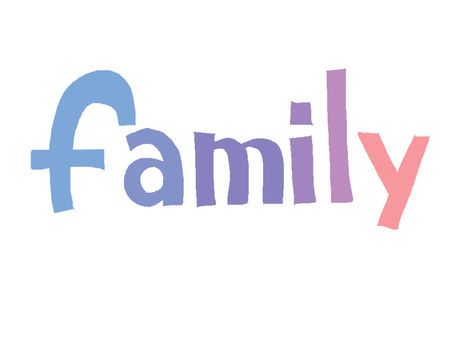 family ファミリー,文字絵,フォント,カラフル,グラデーション,宣伝用,お知らせ用,イメージ,pop調,手描きのイラスト素材