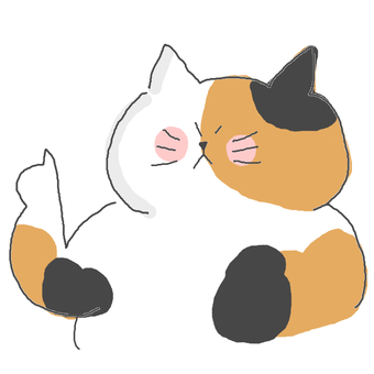 教える三毛猫ちゃん♪ かわいい,教える,アドバイス,指差し,話す,喋る,説明,説明会,ねこ,動物のイラスト素材