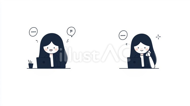 デスクワークをする女性 女性,デスクワーク,ラップトップのイラスト素材