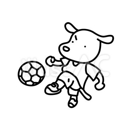 サッカーをするわんこ