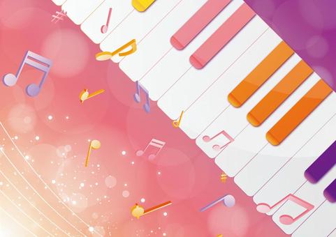 楽しそうな音楽の背景素材 音楽,音符,記号,ピアノ,鍵盤,光,玉ボケ,パーティクル,カラフル,背景のイラスト素材