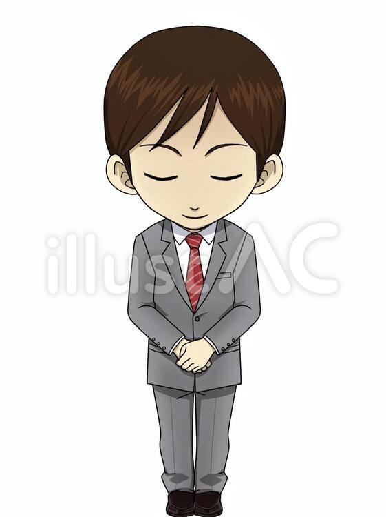 お辞儀男性2 すみません,ごめんなさい,素材のイラスト素材