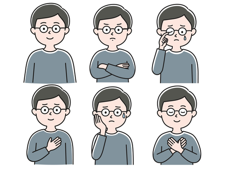 MIX01 上半身 男性_影 GLM 男性,メンズ,笑う,笑顔,怒る,叱る,泣く,悲しい,安心,安堵のイラスト素材