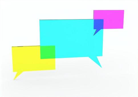 クリアカラー吹き出し複数_四角 3d,立体,複数,クリア,吹き出し,ふきだし,フキダシ,フレーム,せりふ,飾りのイラスト素材