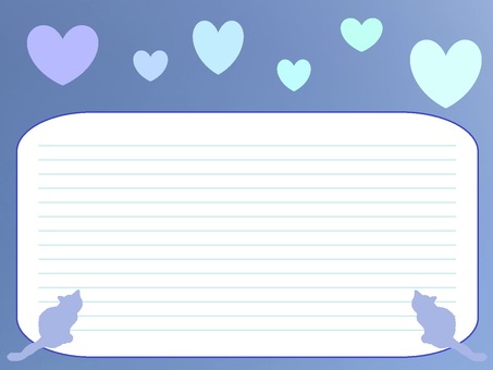 ハートと猫のフレーム3 ハート,猫,動物,フレーム,青,空,さわやかのイラスト素材