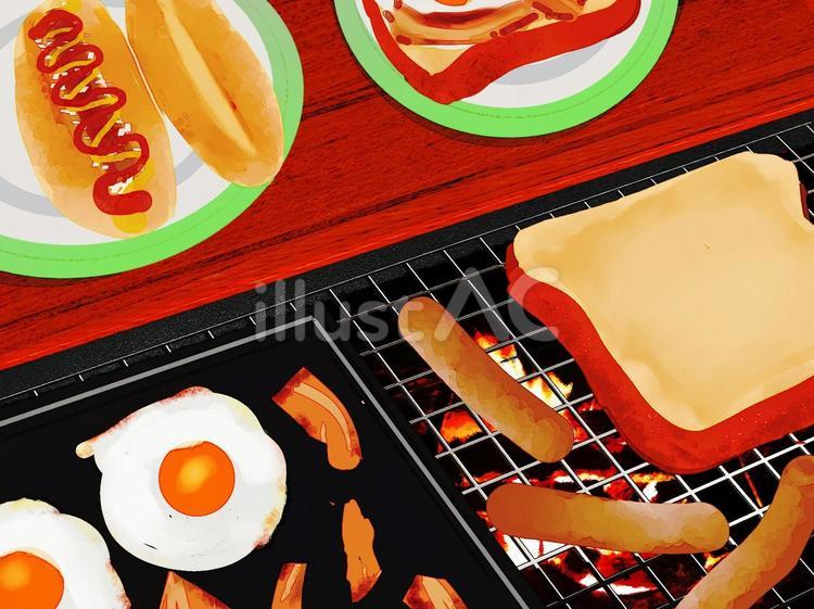 BBQだよ！　サンド系 バーベキュー,網焼き,鉄板焼きのイラスト素材