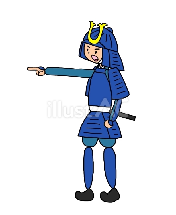 指示出しポーズの侍大将 武将,武士,侍のイラスト素材