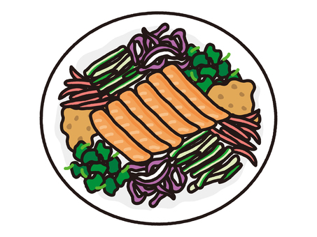 シンガポールの伝統料理ユーシェン(魚生) ユーシェン,魚生,お正月,旧正月,シンガポール,シンガポール料理,マレーシア,マレーシア料理,中華料理,アジアンフードのイラスト素材