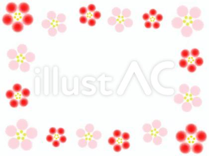 水彩タッチの梅の花フレーム