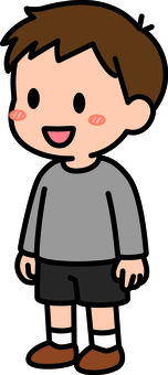 グレーの男の子です。 子供,シンプル,幼児,キッズ,児童,学童,男の子,グレーのイラスト素材