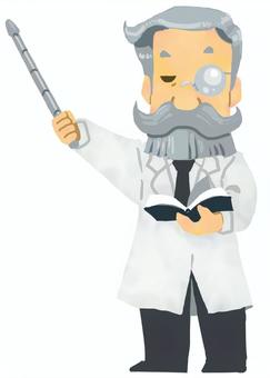 教授・左向き 人物,教授,先生,男性,老人,おじいさん,カットのイラスト素材
