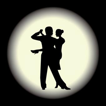 アルゼンチンタンゴ　  アルゼンチンタンゴ,ダンス,踊る,情熱,ポーズ,男女,シルエット,スポットライト,レトロのイラスト素材