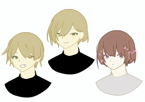 男イラストセット2 男イラストセット2 男,イケメン,シンプル,男性,10代,20代,茶髪,金髪,笑顔,薄茶髪のイラスト素材