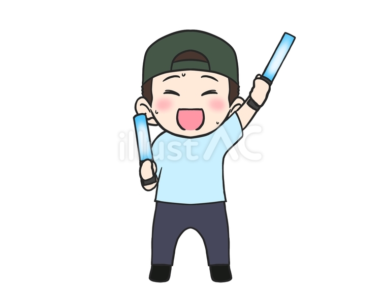 男性ファン　水色③ 男性,人物,アイドルオタクのイラスト素材
