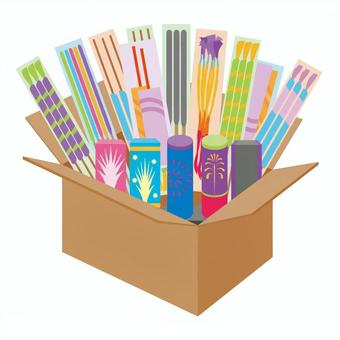 花火BOX 花火,ボックス,手持ち花火,箱,噴出花火,ダンボール,段ボール,ギフト,夏,夜のイラスト素材