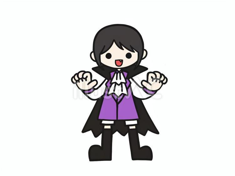 ハロウィン　吸血鬼仮装　色付き　イラスト ハロウィン,人物,吸血鬼のイラスト素材